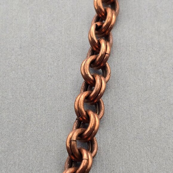 VTG Copper Wire Wrapped Jasper Pendant Necklace 18" Adjustable Length Statement - Picture 5 of 11